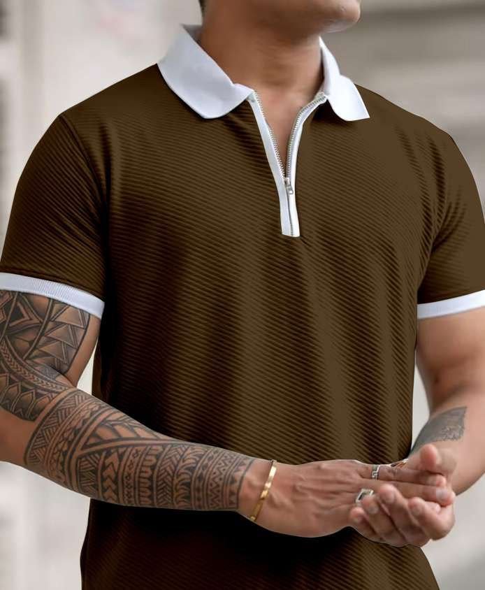 Men’s Premium Zip-Collar Polo T-Shirt